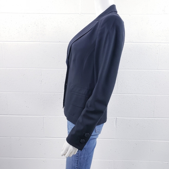 Akris Punto Black One Button Wool Blazer Career Office Tailored Jacket Size 10 - Picture 4 of 11